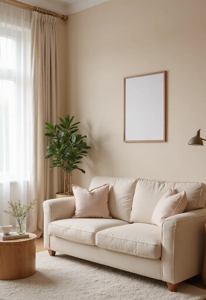 26 Champagne Living Room Ideas That Look Elegant and Soft - 1. Soft Champagne Walls