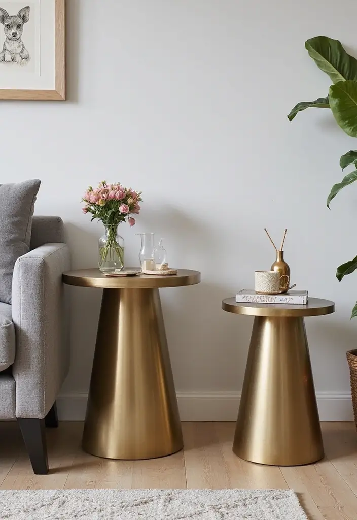 26 Champagne Living Room Ideas That Look Elegant and Soft - 25. Elegant Side Tables