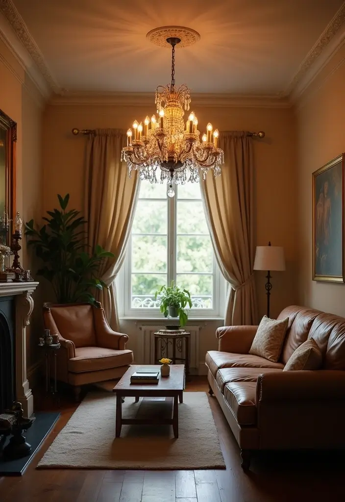 26 Champagne Living Room Ideas That Look Elegant and Soft - 3. Elegant Lighting Fixtures