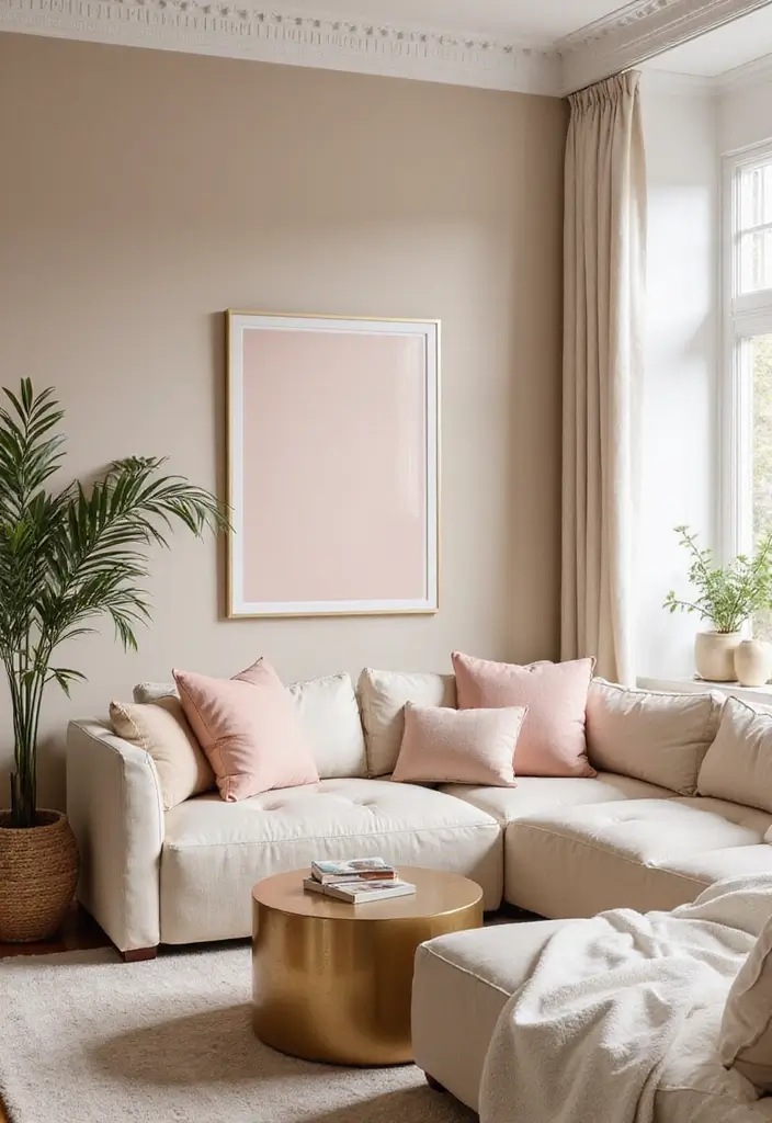 26 Champagne Living Room Ideas That Look Elegant and Soft - 5. Accent Colors