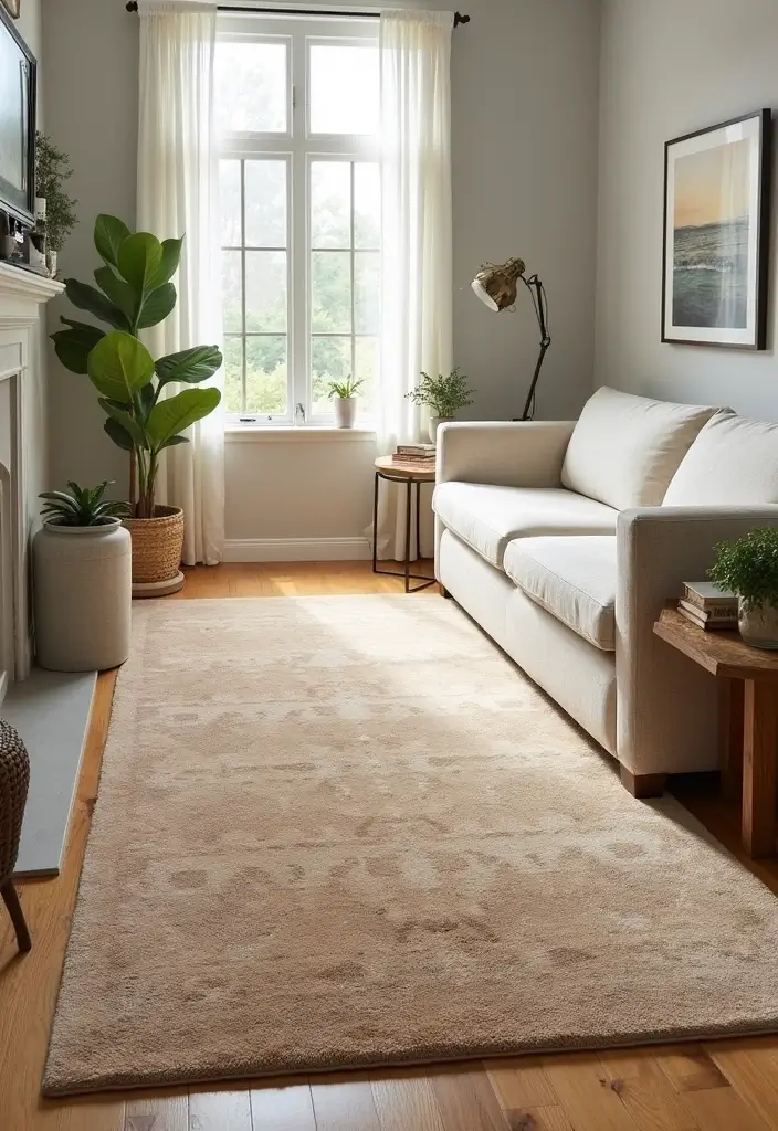 26 Champagne Living Room Ideas That Look Elegant and Soft - 7. Layering Rugs