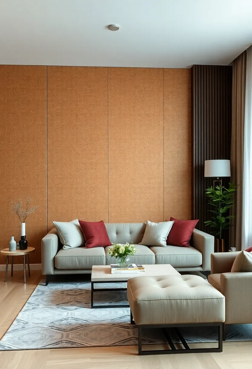 27 Accent Wall Ideas for Living Room That Make a Bold Statement - 11. Cork Wall Panels