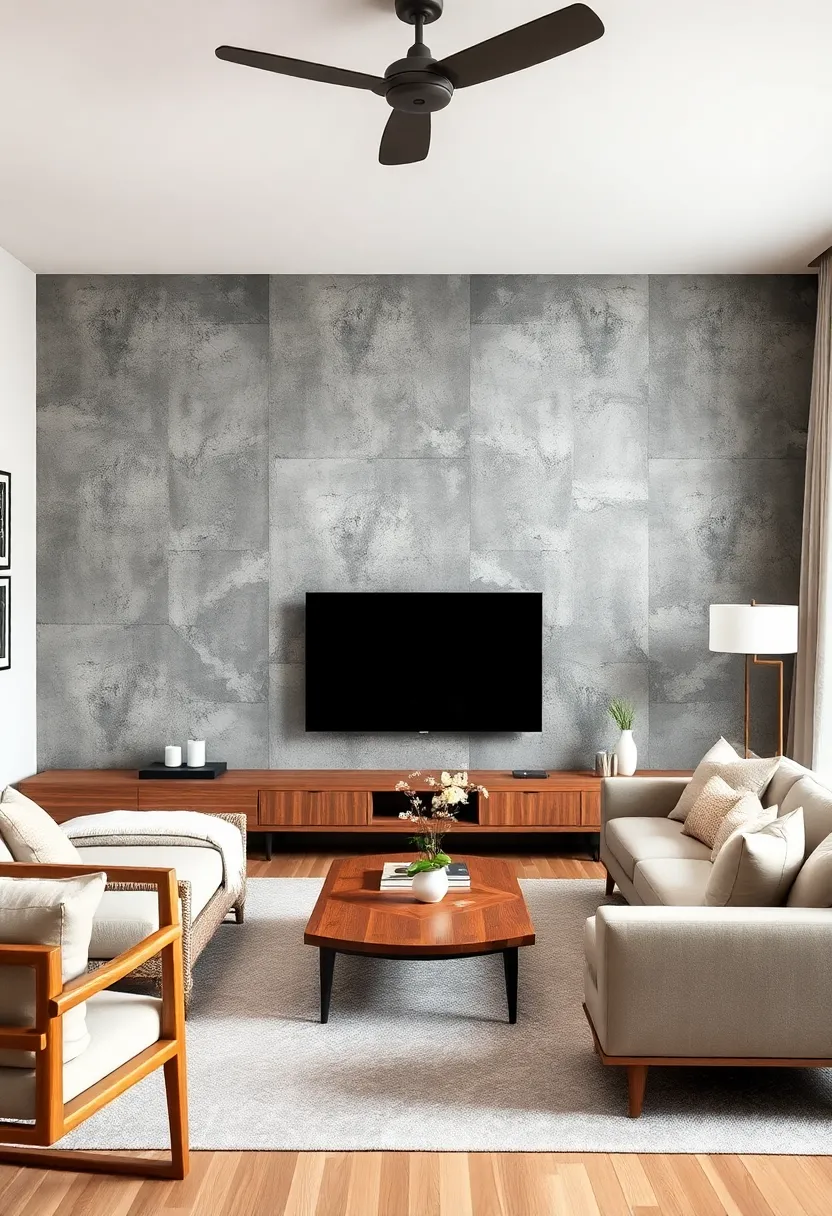 27 Accent Wall Ideas for Living Room That Make a Bold Statement - 17. Eco-Friendly Concrete