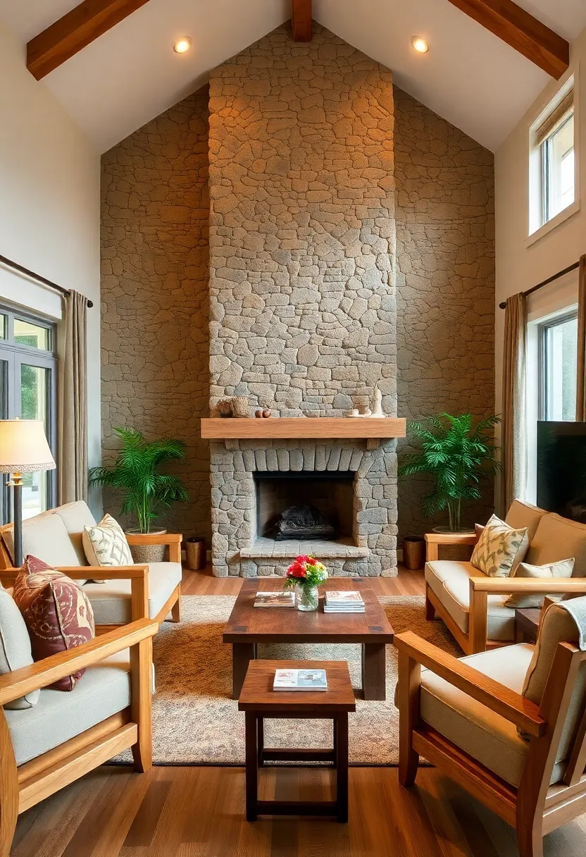 27 Accent Wall Ideas for Living Room That Make a Bold Statement - 8. Stone Accent Walls
