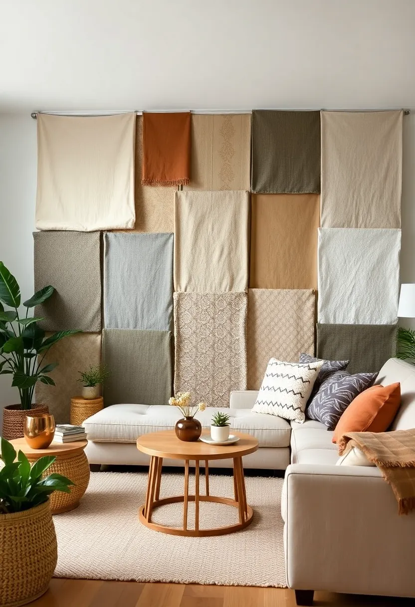 27 Accent Wall Ideas for Living Room That Make a Bold Statement - 9. Fabric Panels