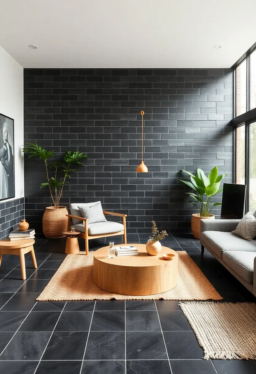 27 Black Tile Living Room Ideas That Feel Sleek and Modern - 15. Sustainable Black Tile Choices