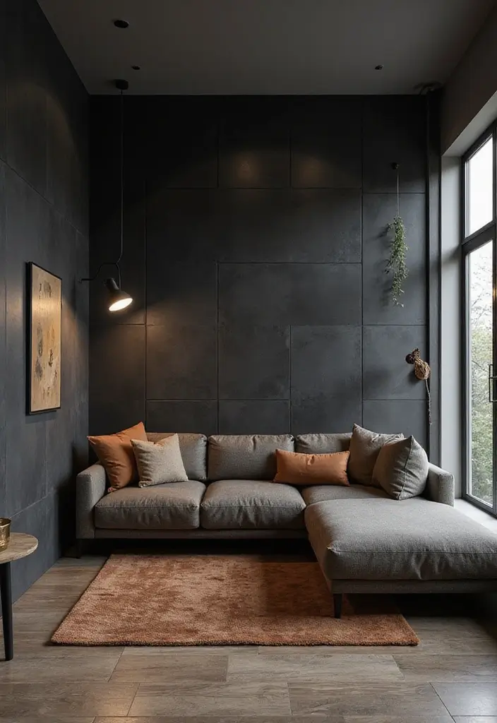 27 Black Tile Living Room Ideas That Feel Sleek and Modern - 2. Matte Black Tile Modernity