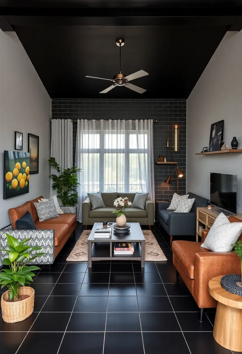 27 Black Tile Living Room Ideas That Feel Sleek and Modern - 27. Flexibility with Black Tiles