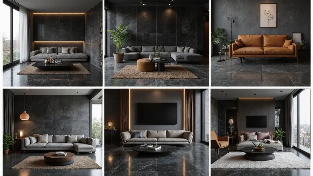 27 Black Tile Living Room Ideas That Feel Sleek and Modern