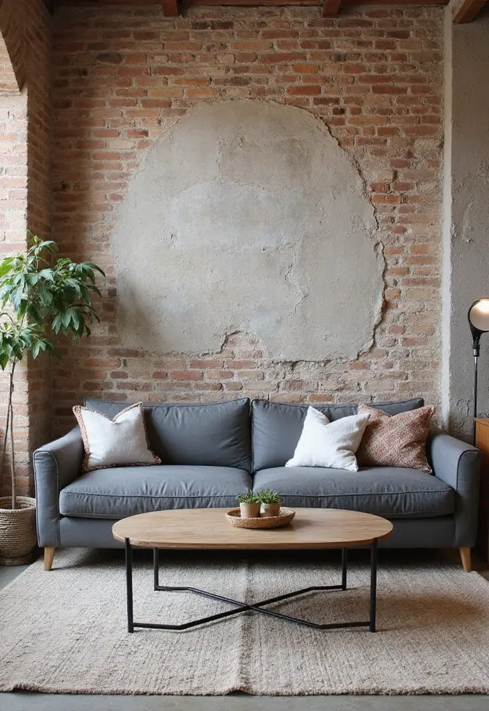 27 Boho Living Room With Grey Couch Ideas That Feel Modern and Cozy - 21. Textured Wall Finishes