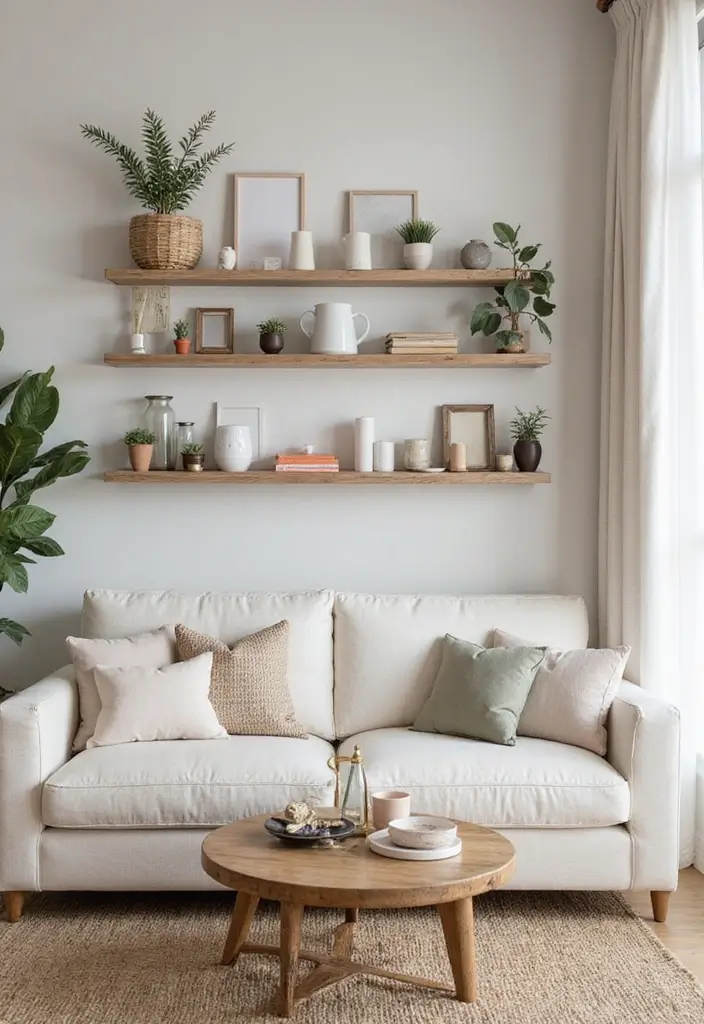 27 Classic Contemporary Living Room Ideas That Blend Timeless and Modern - 13. Open Shelving Displays