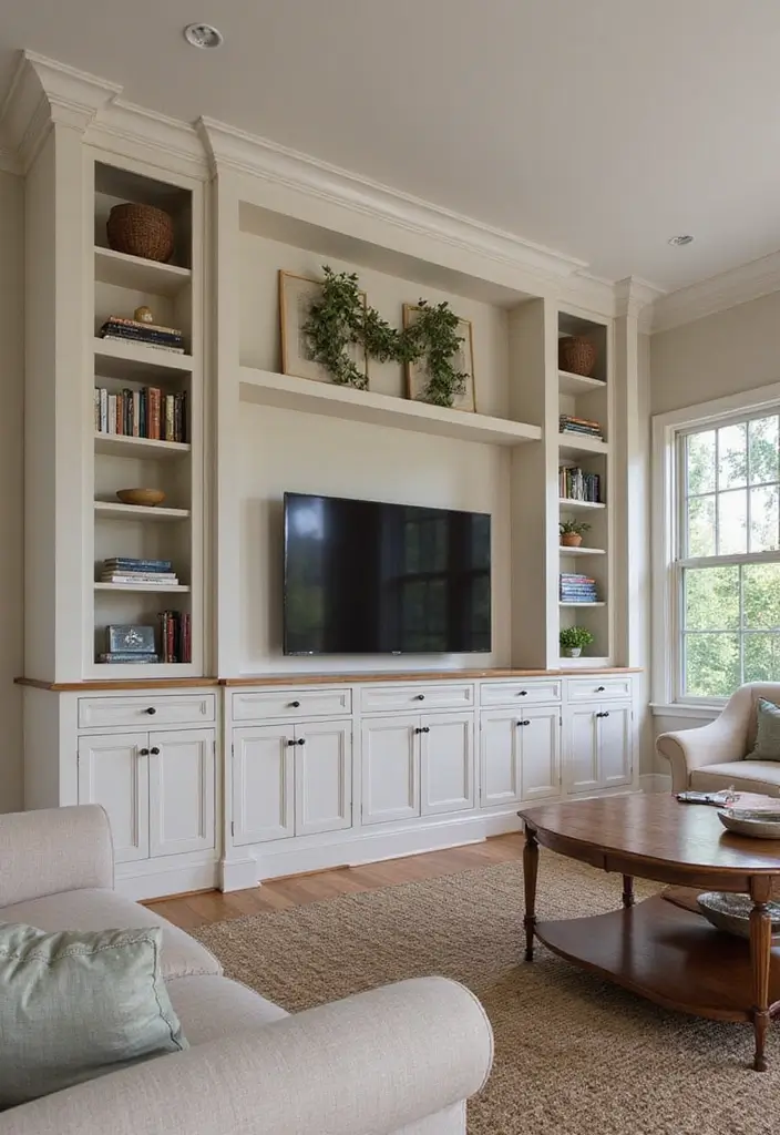27 Classic Contemporary Living Room Ideas That Blend Timeless and Modern - 16. Custom Built-ins