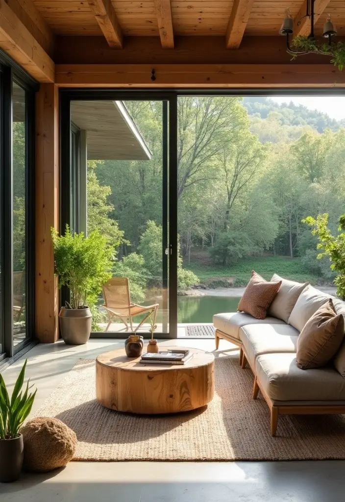 27 Classic Contemporary Living Room Ideas That Blend Timeless and Modern - 25. Outdoor-Inspired Elements