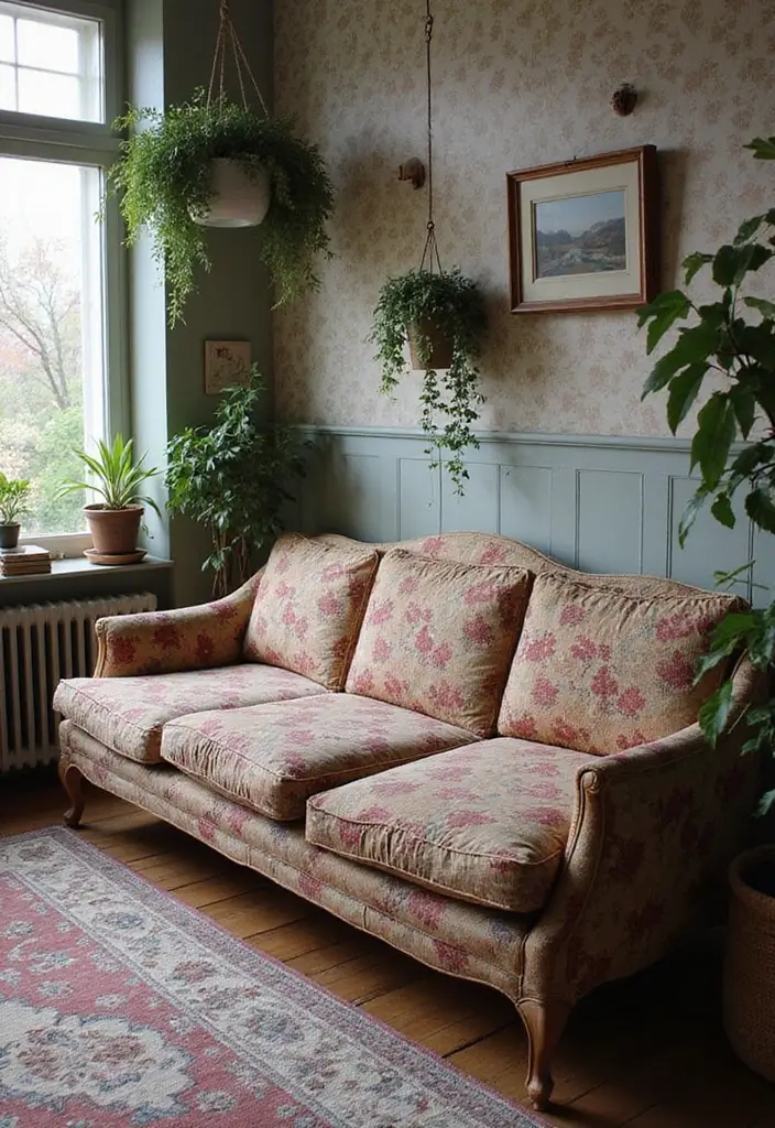 27 Couches Living Room Small Spaces Ideas That Save Space Beautifully - 10. Vintage Finds for Unique Charm