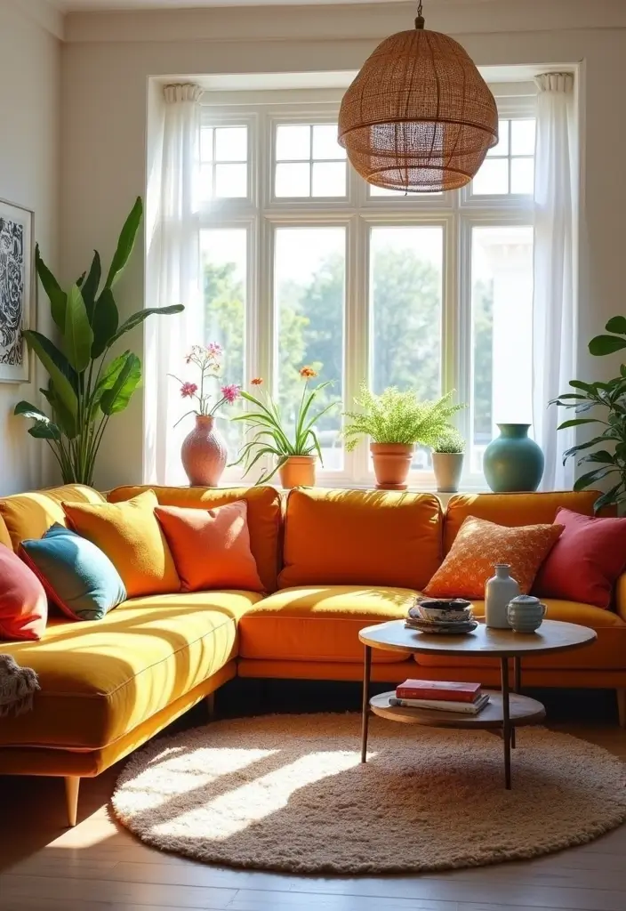 27 Couches Living Room Small Spaces Ideas That Save Space Beautifully - 12. Colorful Sofas to Brighten the Room