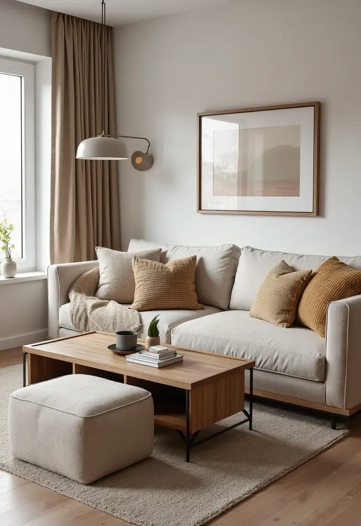 27 Cozy Winter Living Room Ideas That Feel Warm and Inviting - 10. Multi-Functional Furniture