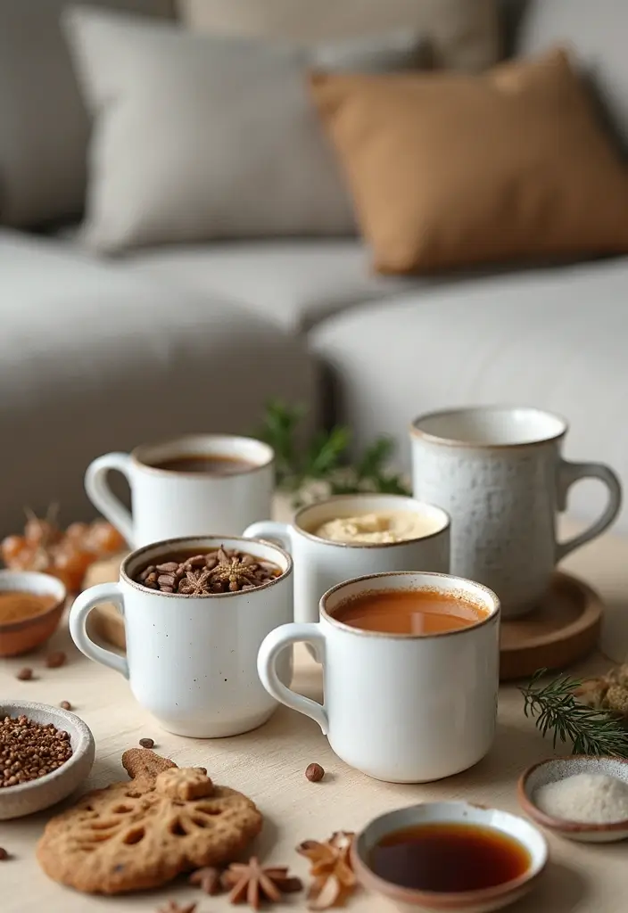 27 Cozy Winter Living Room Ideas That Feel Warm and Inviting - 15. Warm Beverages Station