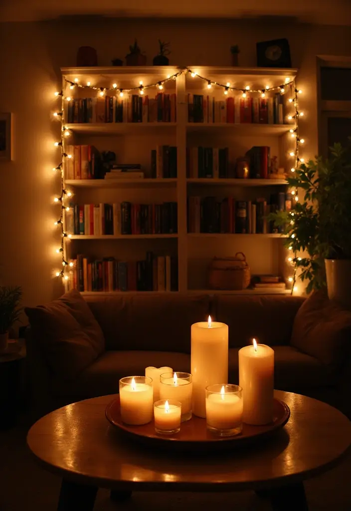 27 Cozy Winter Living Room Ideas That Feel Warm and Inviting - 2. Warm Lighting