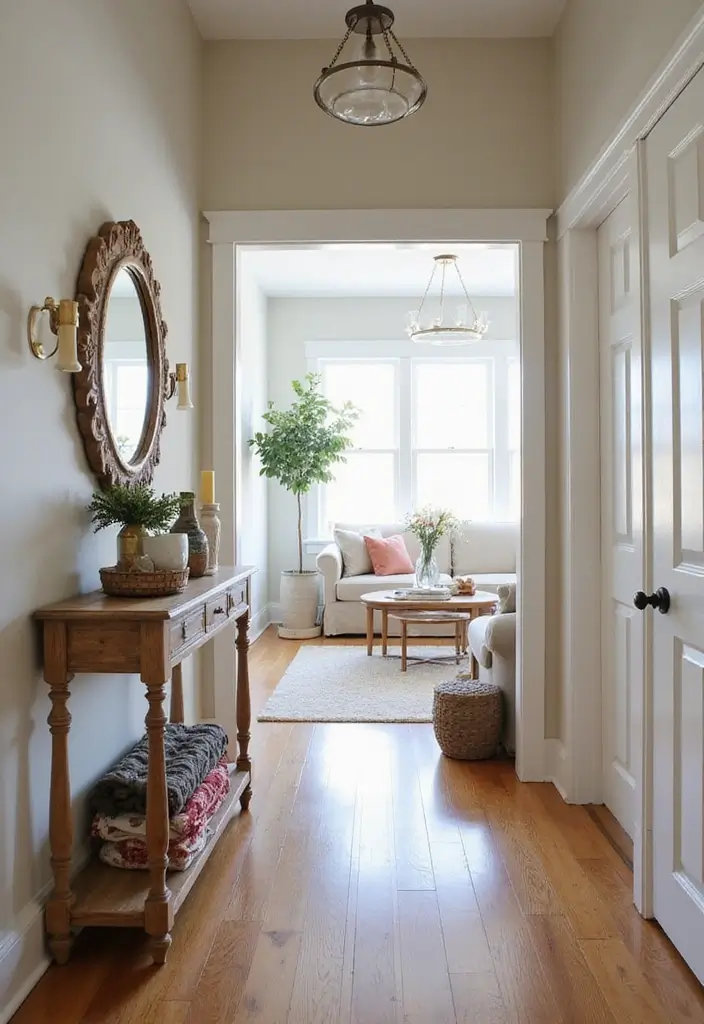 27 Cozy Winter Living Room Ideas That Feel Warm and Inviting - 24. Warm Entryway Transition