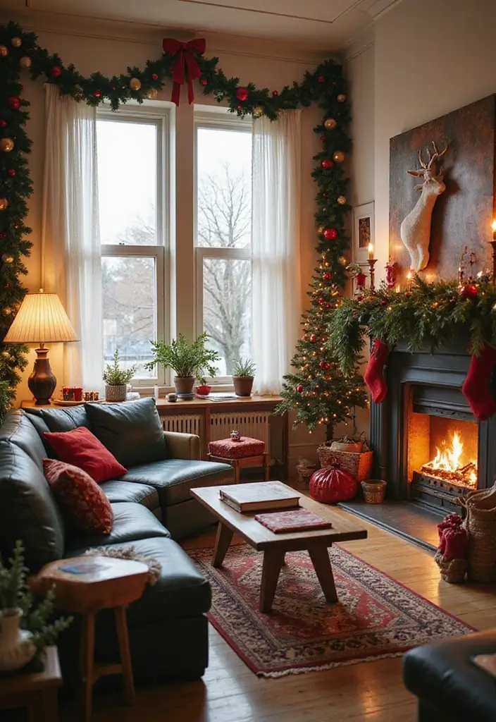 27 Cozy Winter Living Room Ideas That Feel Warm and Inviting - 26. Holiday Decor