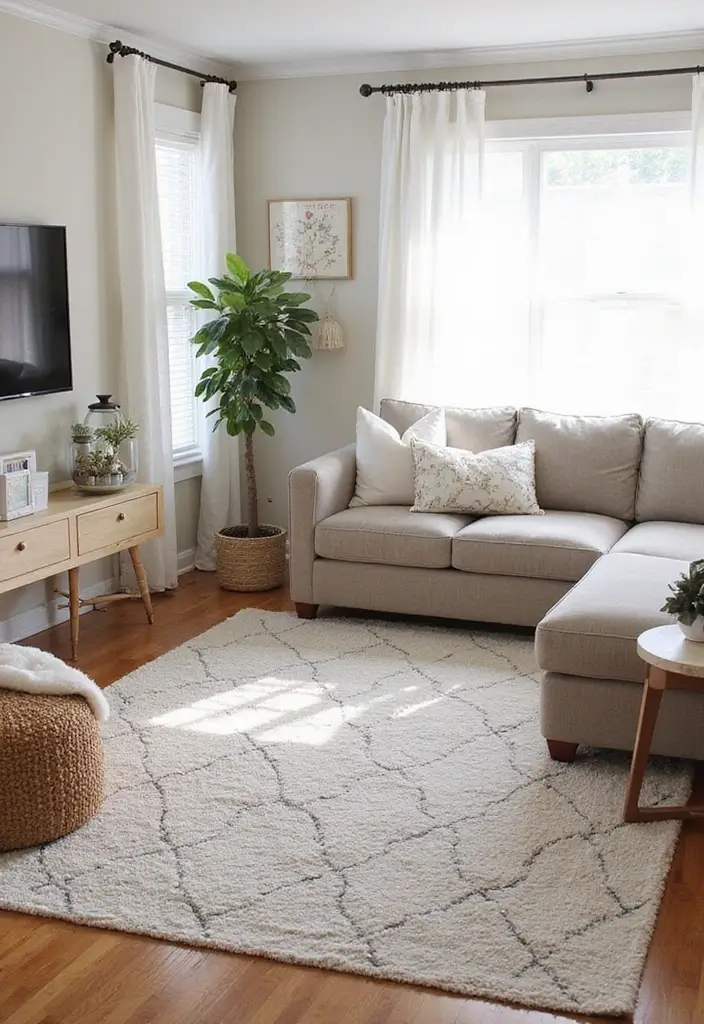 27 Joanna Gaines Living Room Ideas That Bring Farmhouse Charm - 7. Layered Rugs