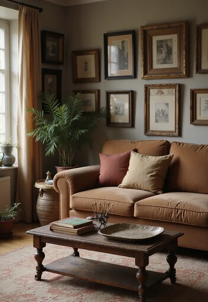 27 Living Room Ideas Brown Tones That Add Warmth and Comfort - 11. Vintage Brown Decor