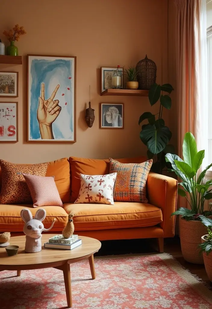 27 Living Room Ideas Brown Tones That Add Warmth and Comfort - 15. Playful Brown Accents