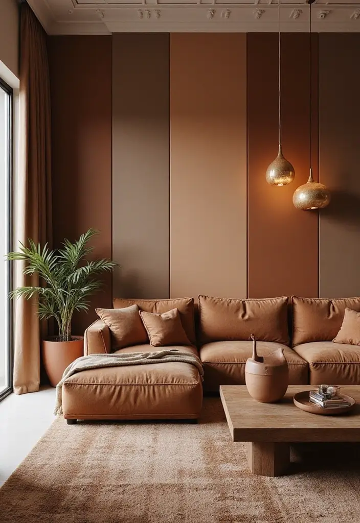 27 Living Room Ideas Brown Tones That Add Warmth and Comfort - 20. Embrace Brown Color Blocking