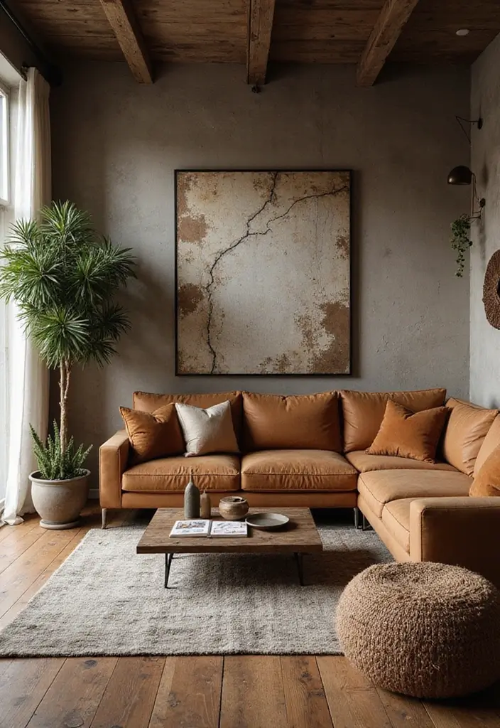 27 Living Room Ideas Brown Tones That Add Warmth and Comfort - 26. Mix Media Brown Decor