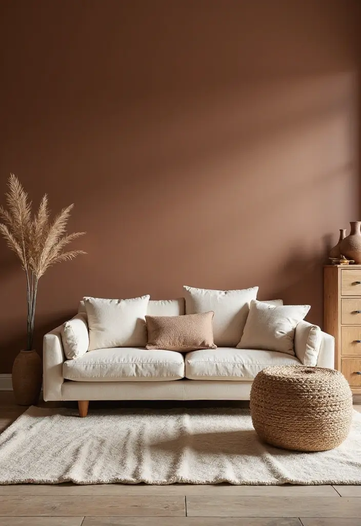 27 Living Room Ideas Brown Tones That Add Warmth and Comfort - 3. Statement Brown Walls