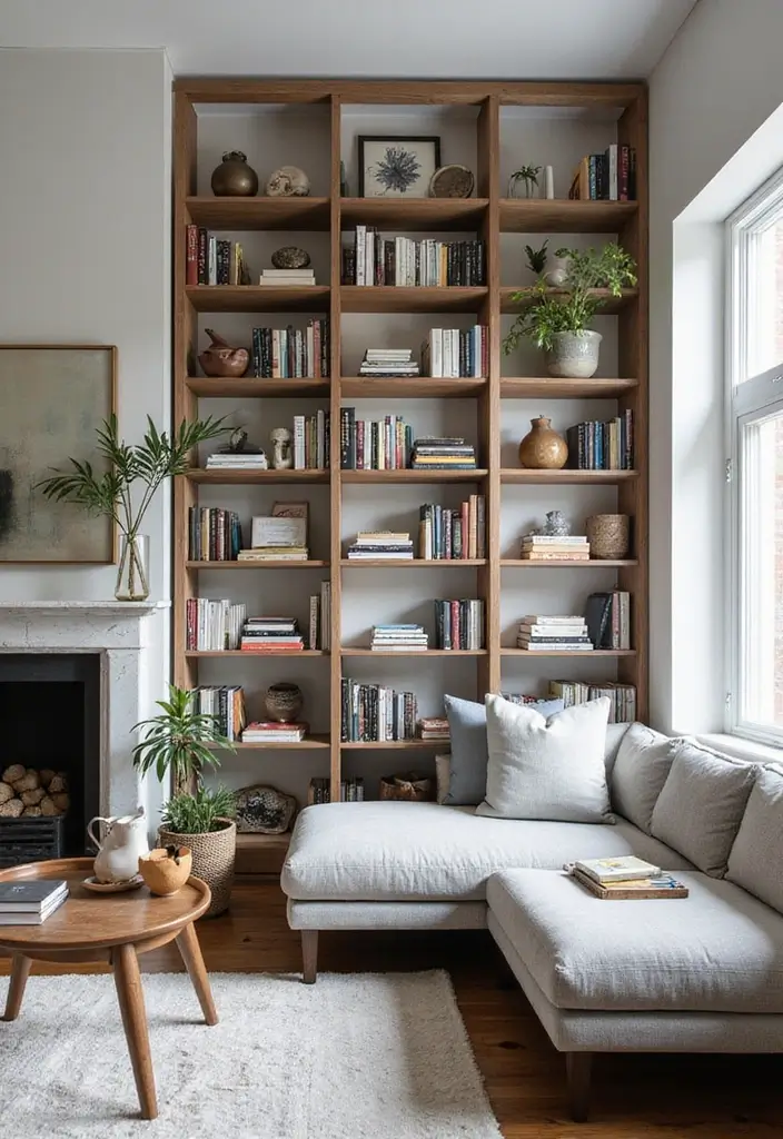 27 Living Room Partition Ideas That Define Space Beautifully - 11. Ladder Bookcases