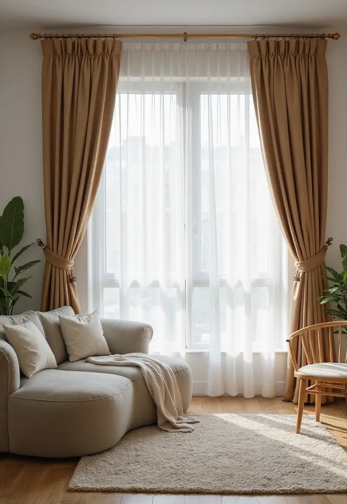 27 Living Room Partition Ideas That Define Space Beautifully - 23. Partitioning Curtains