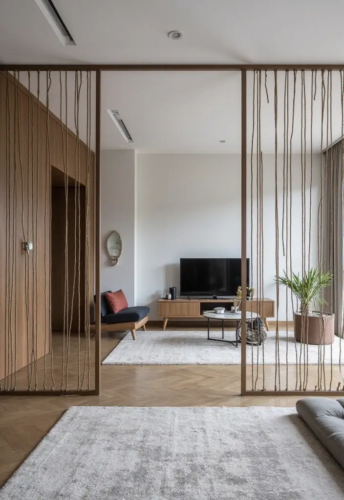 27 Living Room Partition Ideas That Define Space Beautifully - 25. Minimalist Metal Grids