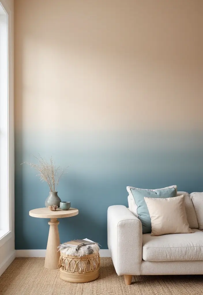 27 Living Room Wall Painting Ideas That Refresh Your Space - 12. Radiant Ombre Effects