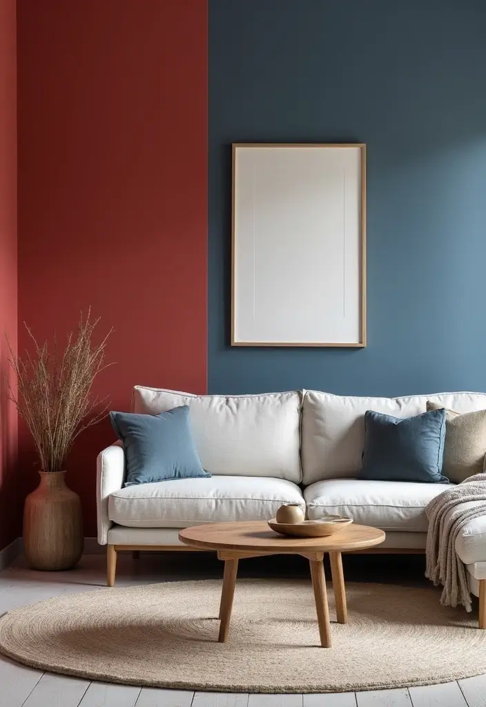 27 Living Room Wall Painting Ideas That Refresh Your Space - 13. Statement Wall with Bold Hues