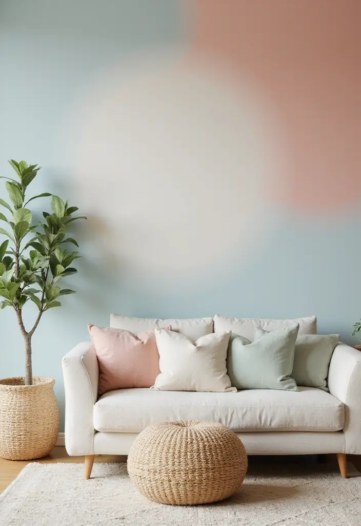 27 Living Room Wall Painting Ideas That Refresh Your Space - 14. Soft Gradient Walls