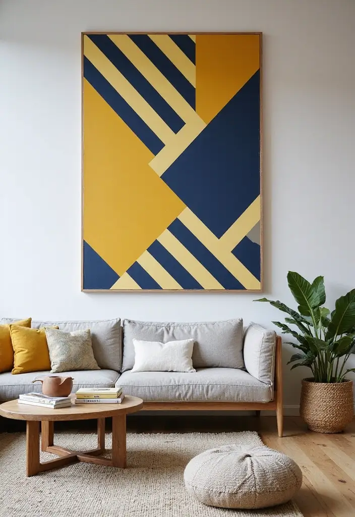27 Living Room Wall Painting Ideas That Refresh Your Space - 2. Bold Geometric Patterns