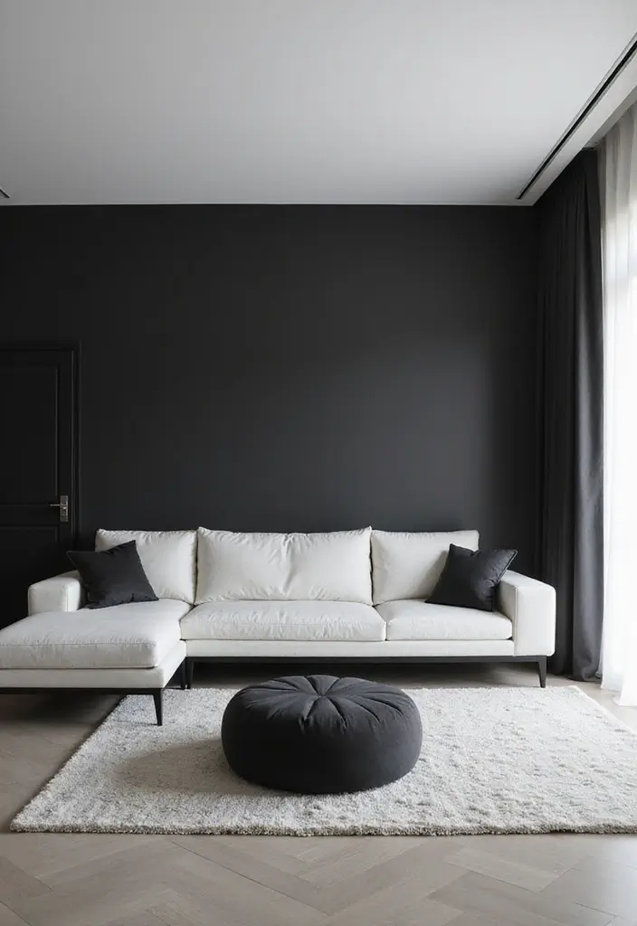 27 Living Room Wall Painting Ideas That Refresh Your Space - 25. Minimalist Black and White