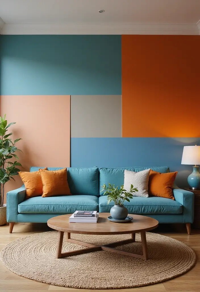 27 Living Room Wall Painting Ideas That Refresh Your Space - 27. Custom Color Blocking