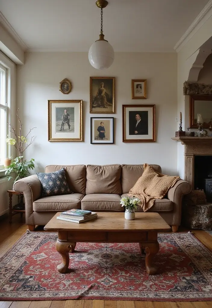 27 Shabby Chic Farmhouse Living Room Ideas That Blend Rustic and Romantic - 18. Family Heirlooms and Personal Touches