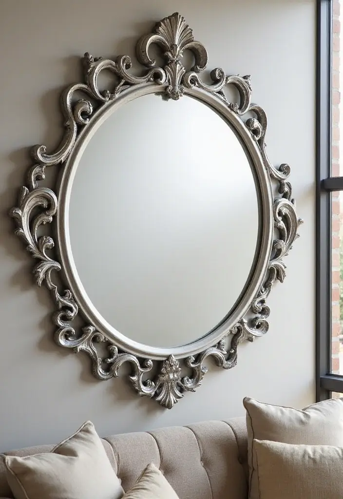 27 Silver Living Room Ideas That Feel Glamorous and Polished - 12. Silver Decorative Mirrors