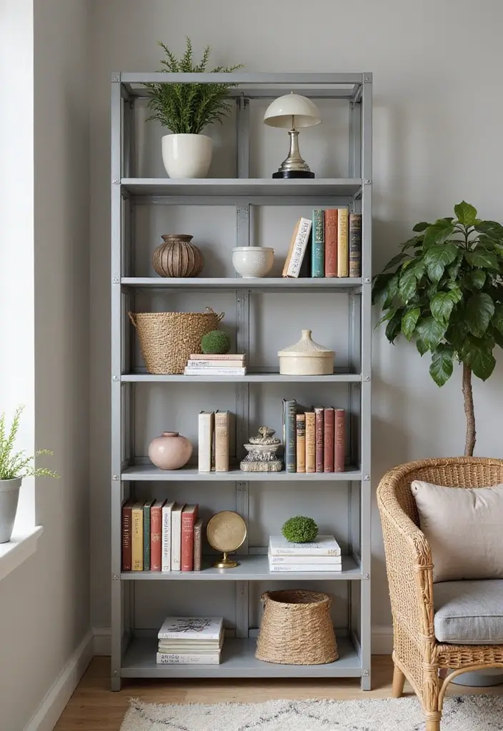 27 Silver Living Room Ideas That Feel Glamorous and Polished - 14. Silver Bookshelves