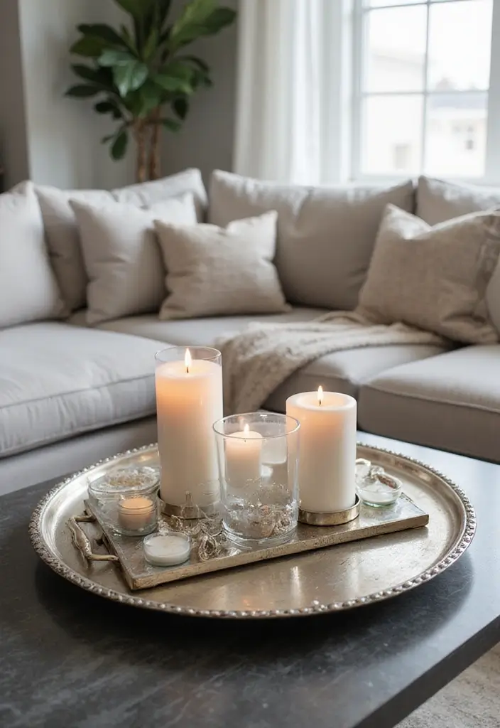 27 Silver Living Room Ideas That Feel Glamorous and Polished - 15. Silver Decorative Trays
