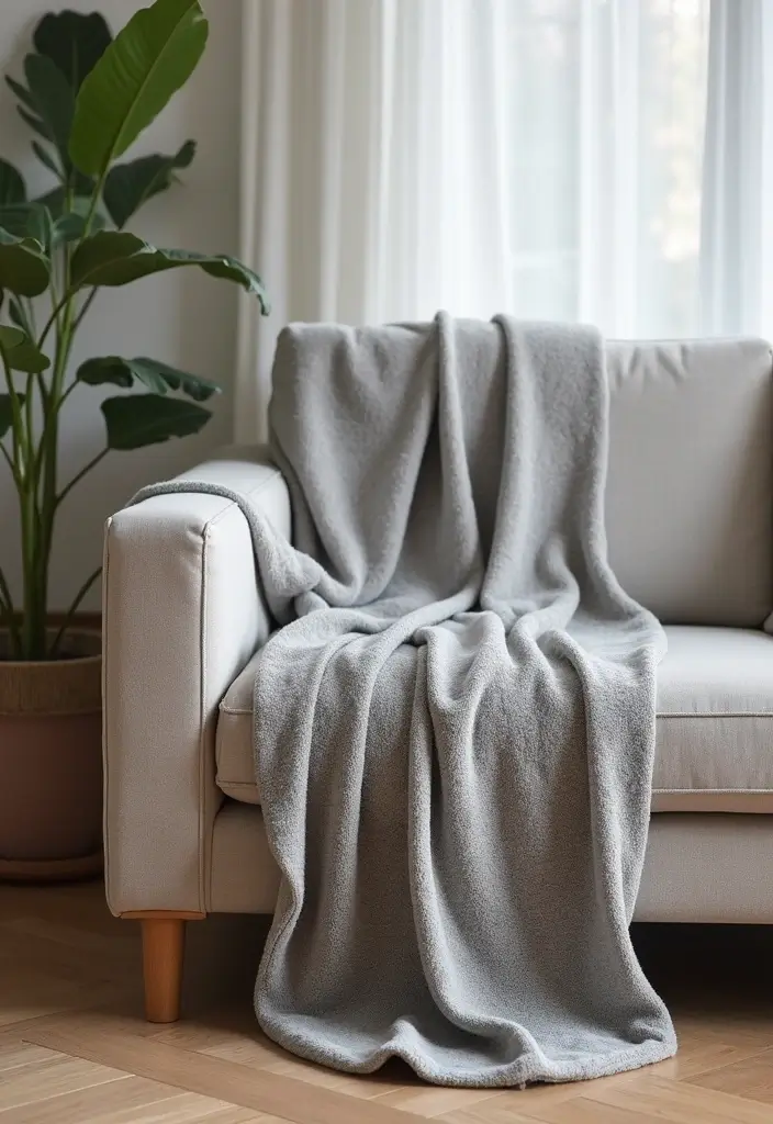 27 Silver Living Room Ideas That Feel Glamorous and Polished - 19. Silver Throws for Warmth and Texture