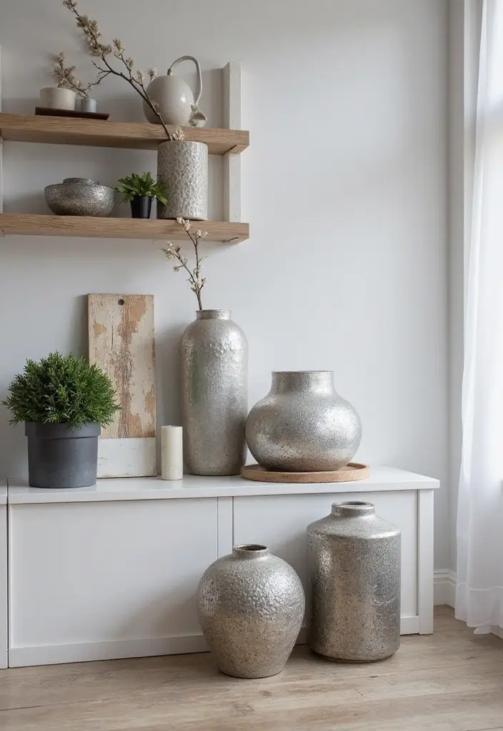 27 Silver Living Room Ideas That Feel Glamorous and Polished - 6. Glittering Silver Decor Accessories