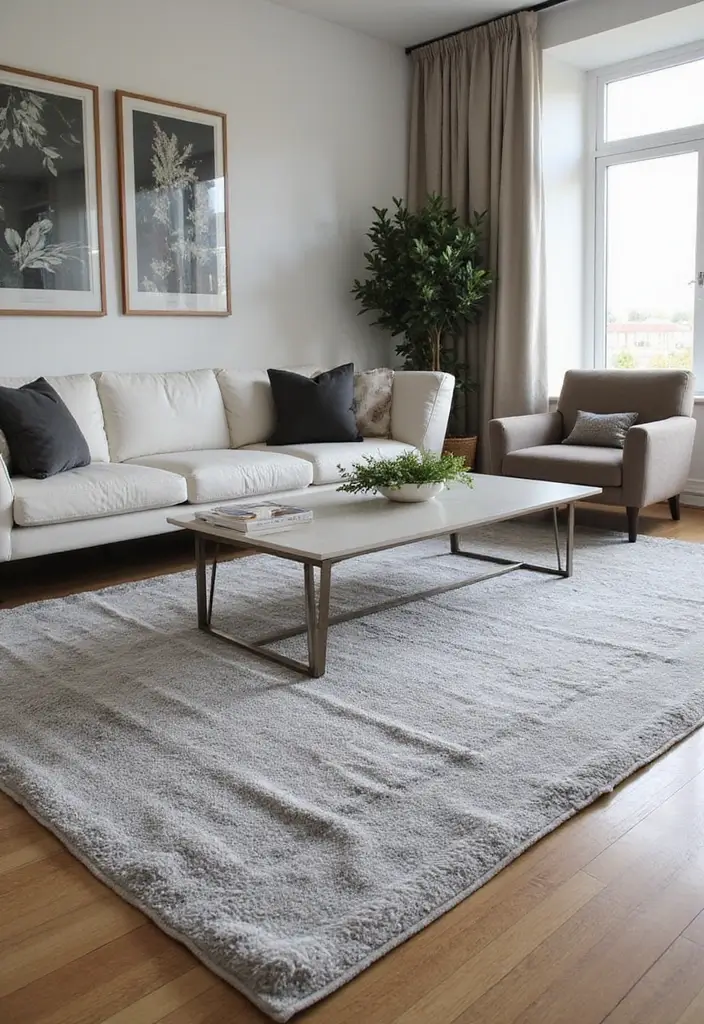 27 Silver Living Room Ideas That Feel Glamorous and Polished - 9. Silver Rugs for Comfort and Style