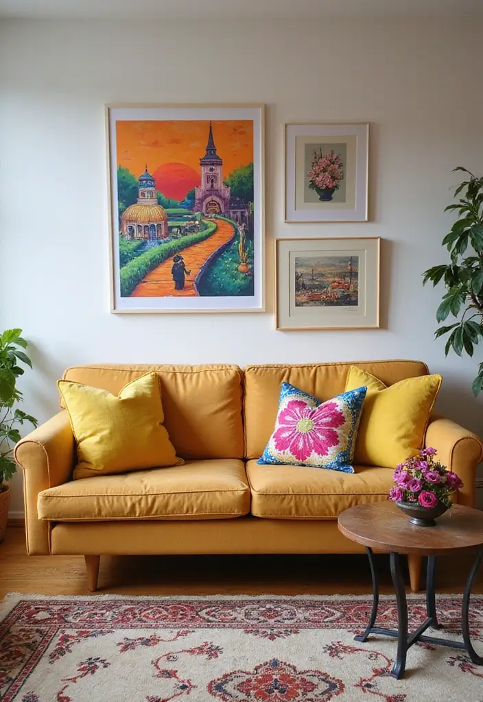 27 Tan Sofa Living Room Ideas That Feel Neutral and Timeless - 22. Colorful Accents: A Fun Twist