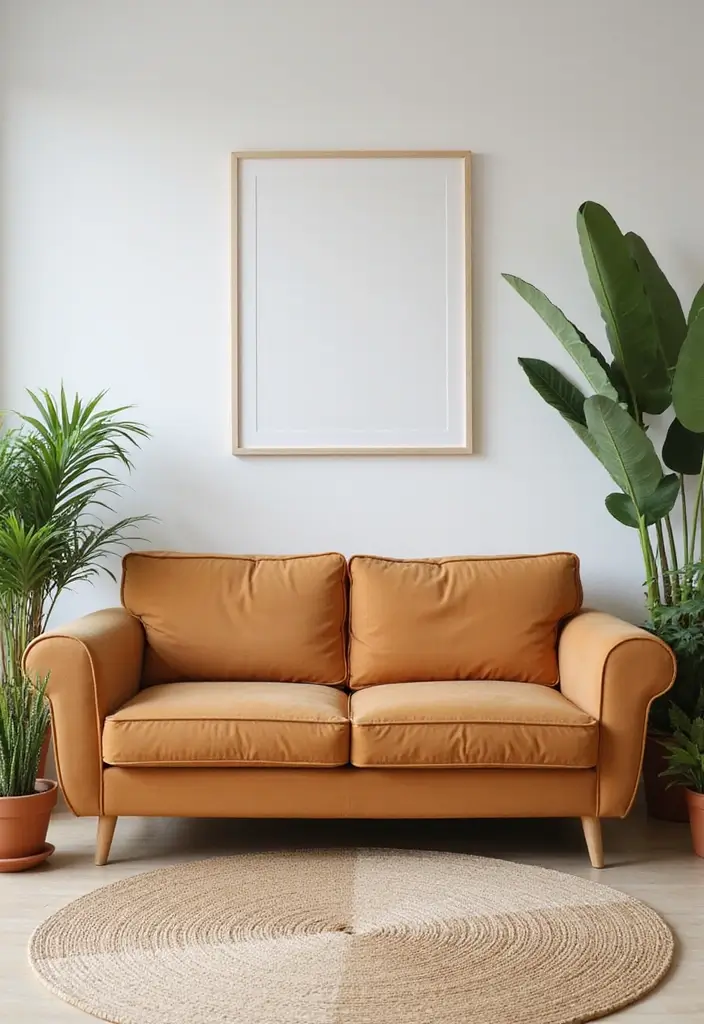 27 Tan Sofa Living Room Ideas That Feel Neutral and Timeless - 3. Earthy Accents: Bringing Nature Indoors