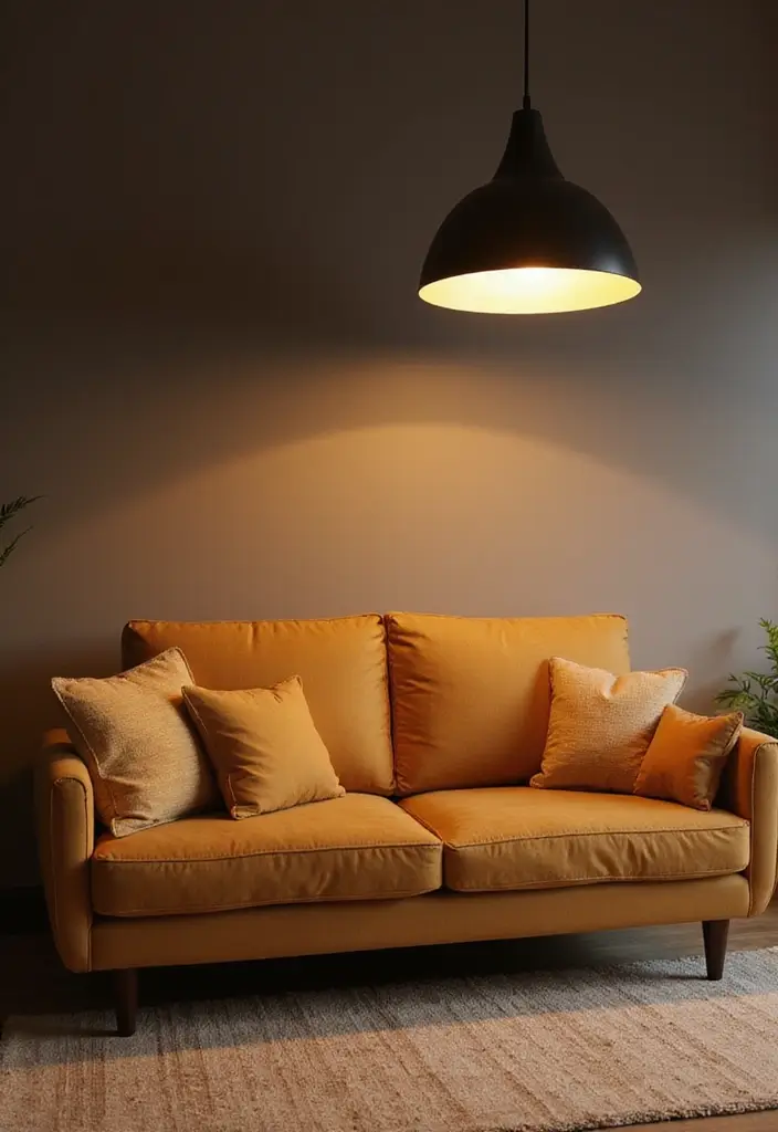 27 Tan Sofa Living Room Ideas That Feel Neutral and Timeless - 4. Statement Lighting: A Dramatic Flair