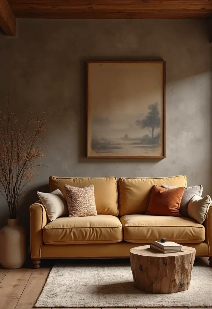 27 Tan Sofa Living Room Ideas That Feel Neutral and Timeless - 8. Rustic Charm: Embracing Natural Wood